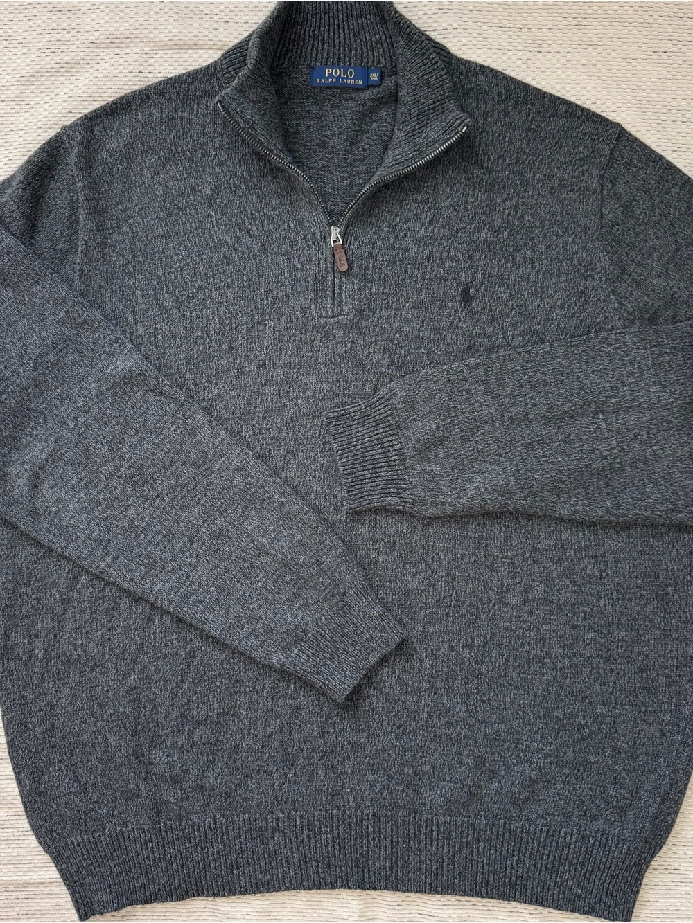 Polo Ralph Lauren Quarter Zip Sweater Men’s 2XLT Gray Cotton Knit Preppy Pony
